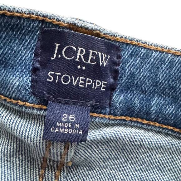 J Crew Jeans Womens 26 Blue Stovepipe High Rise Re-Imagined Raw Hem Distressed - Picture 6 of 12